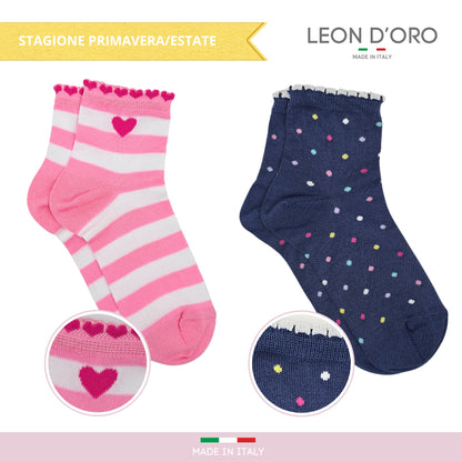 Calzini Bambina Cotone Filo di Scozia 4 Paia Calze leggere e traspiranti Made in Italy ASS1