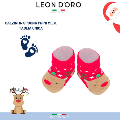 Calze Natale Neonato il primo Natale Calzini Regalo Scarpine 0-6 mesi Made in Italy