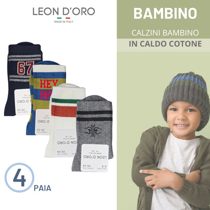 Calzini Bambino CALDO COTONE 4 Pai,a Calze Bimbo Fantasia Calze Bambino Made in Italy ASS1