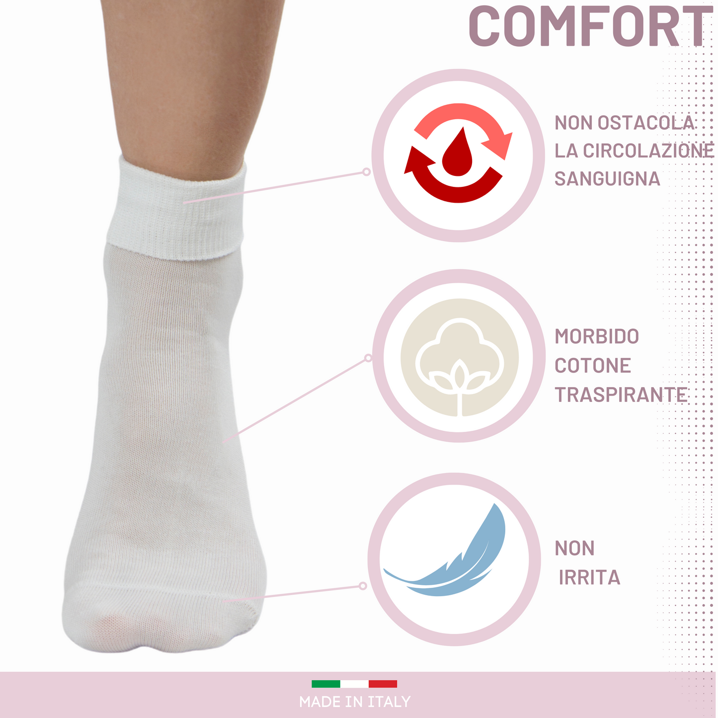 Calzini Donna Sanitari Cotone filo di Scozia Calzini senza elastico Calze per Diabetici 6 paia