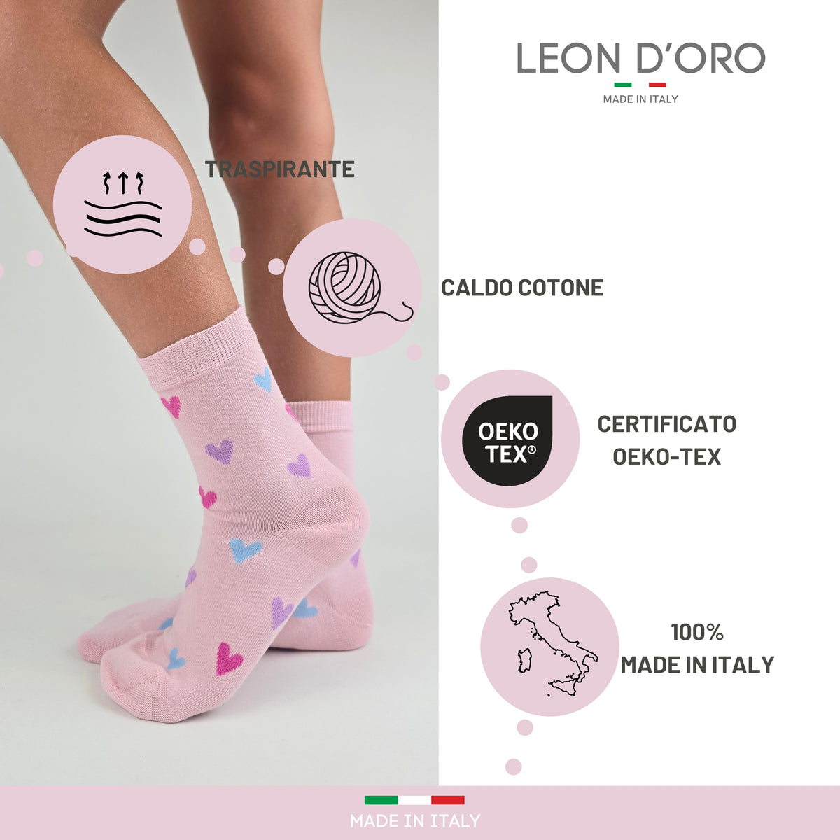 Calzini Bambina CALDO COTONE 4 Paia Calze Bimba Calze Bambina Made in Italy ASS2