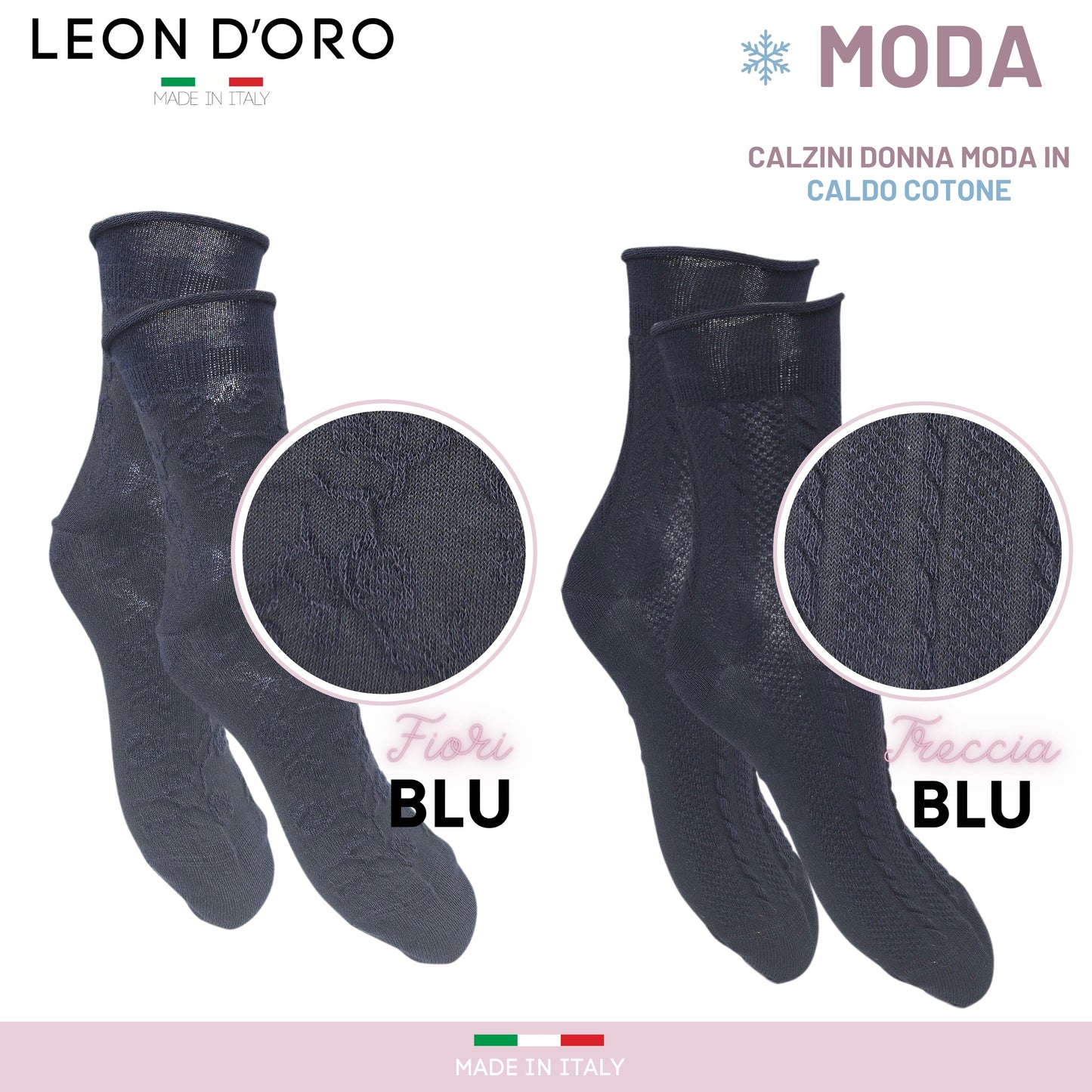 Calzini Donna Caldo Cotone Calze Donna senza elastico Moda Made in Italy ASS7