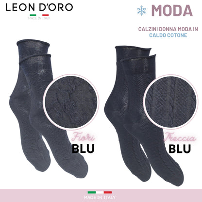 Calzini Donna Caldo Cotone Calze Donna senza elastico Moda Made in Italy ASS7