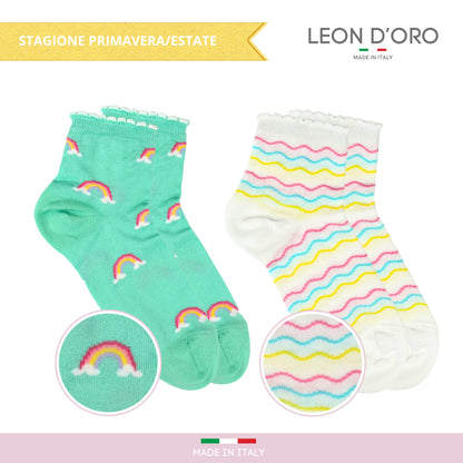 Calzini Bambina COTONE LEGGERO FILO DI SCOZIA 4 Paia Calze leggere e traspiranti Made in Italy ASS1