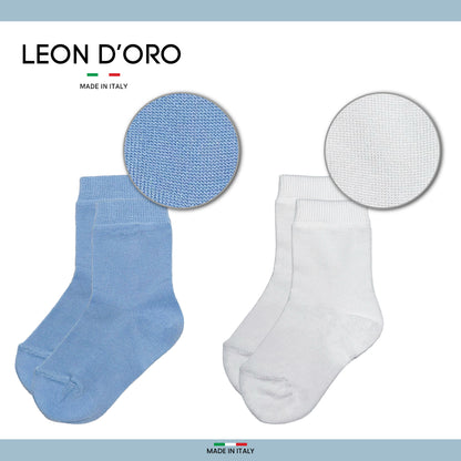 Calzini Neonato Cotone 4 Paia Calze leggere filo di scozia 6 12 18 mesi Made in Italy  Tinta unita