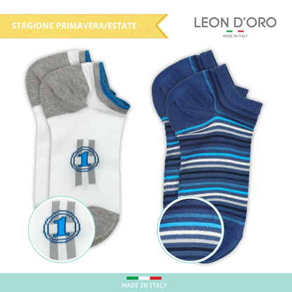 Calzini Fantasmini Bambino Cotone Filo di Scozia 4 Paia Calze leggere e traspiranti Made in Italy ASS1