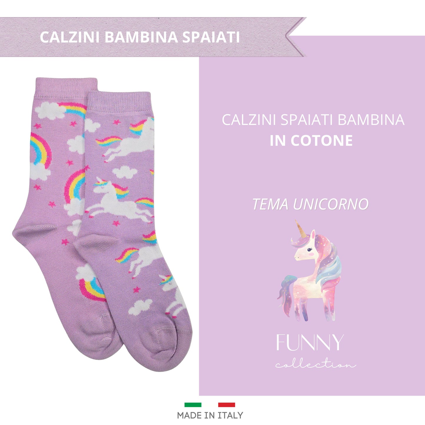 Calze Bambina in COTONE 3 Paia, Calzini Ragazza per Scuola Tempo Libero in cotone Made in Italy SPAIATI