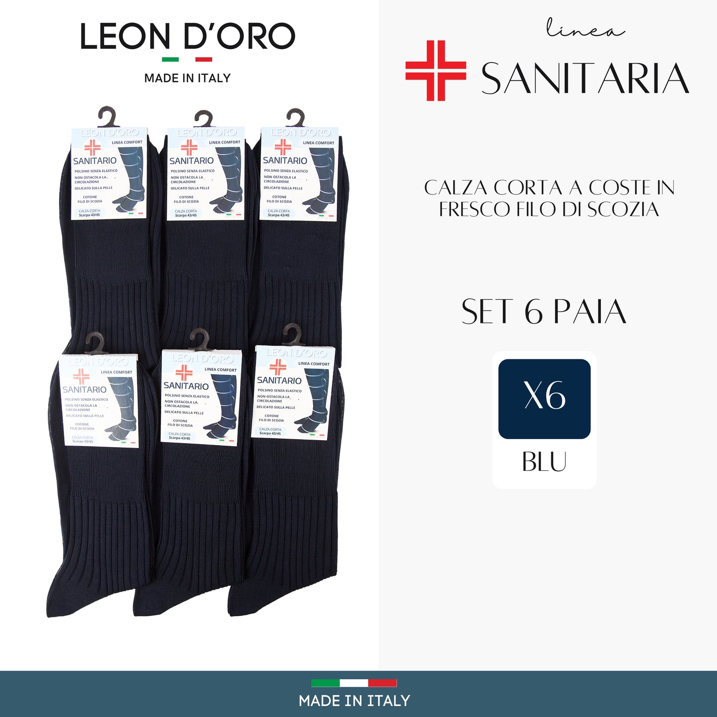 Calze Uomo Diabetici cotone filo di scozia Super Leggere CALZE SANITARIE Calze a costina SENZA ELASTICO 6 PAIA CALZE MADE IN ITALY