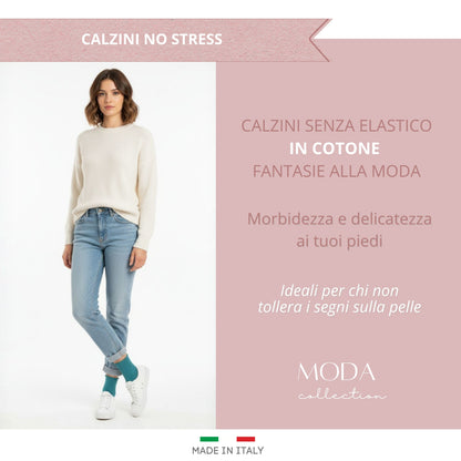Calzini SENZA ELASTICO Donna CALDO COTONE Calze Donna Moda Made in Italy ASS3
