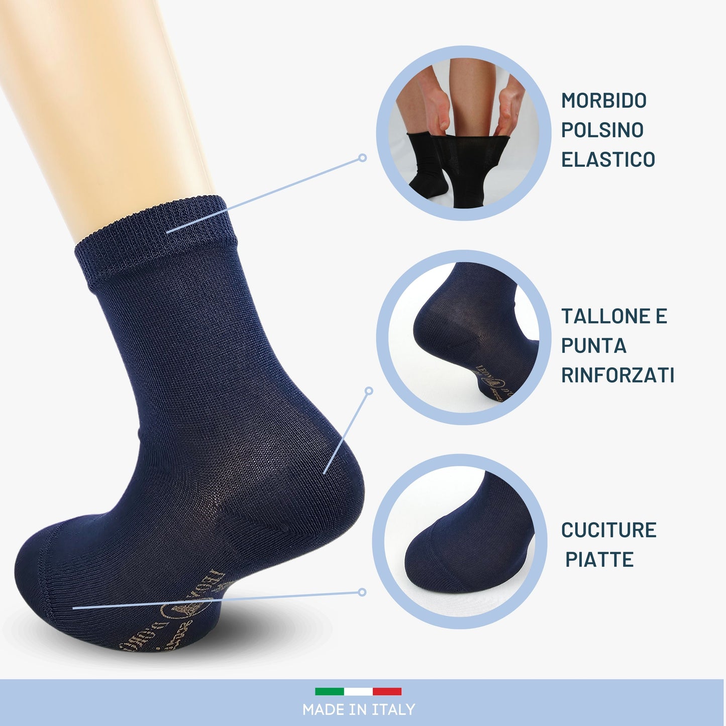 Calzino Bambino COTONE LEGGERO FILO DI SCOZIA Corto 3 Paia Calzini Bambino Calze Bimbo Made in Italy