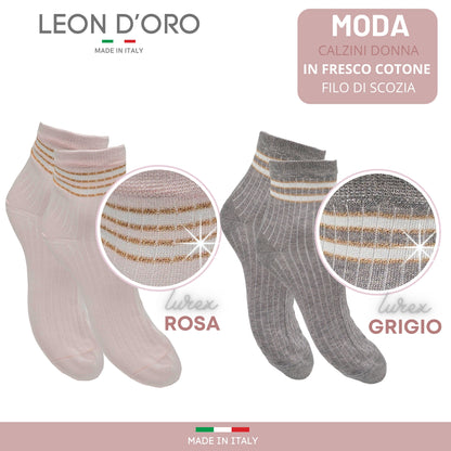 Calzini Donna Cotone Leggero 4 Paia di cui 1 in Omaggio Calze Donna Filo di scozia Made in Italy ASS4