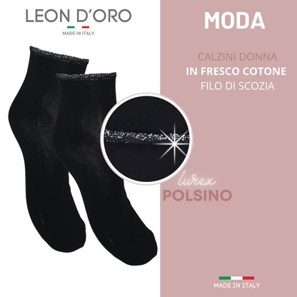 Calzini Donna Cotone Leggero 4 Paia di cui 1 in Omaggio Calze Donna Filo di scozia Made in Italy ASS1