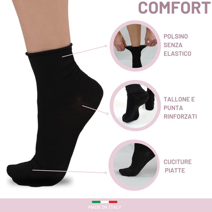 Calze Donna Sanitarie caldo cotone 5  PAIA, Calzino Senza Elastico Per Diabetici, 100% Made in Italy