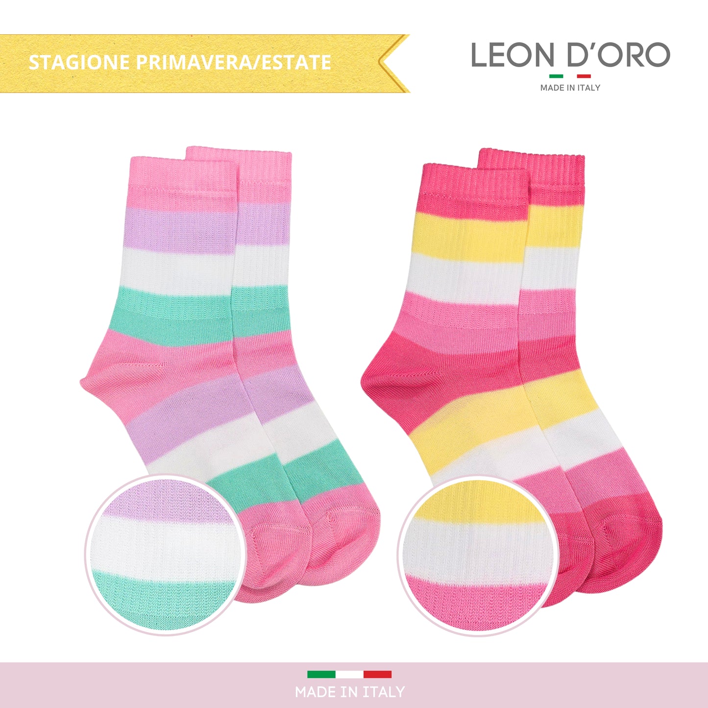 Calzini Bambina COTONE LEGGERO FILO DI SCOZIA 4 Paia Calze leggere e traspiranti Made in Italy ASS2