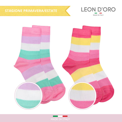 Calzini Bambina COTONE LEGGERO FILO DI SCOZIA 4 Paia Calze leggere e traspiranti Made in Italy ASS2