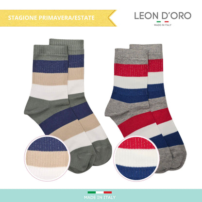 Calzini Bambino COTONE LEGGERO FILO DI SCOZIA 4 Paia, Calze leggere e traspiranti Made in Italy ASS1