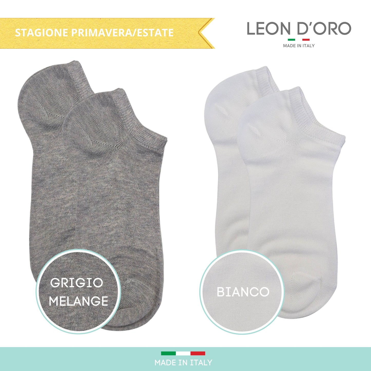 Calzini Fantasmini Bambino COTONE LEGGERO FILO DI SCOZIA 4 Paia, Calze leggere e traspiranti Made in Italy ASS2