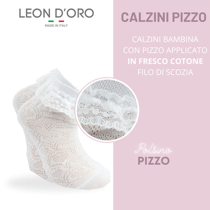 Calzini Bambina Cotone 3 Paia con Pizzo Calze Bimba Fantasmini Bambina Made in Italy