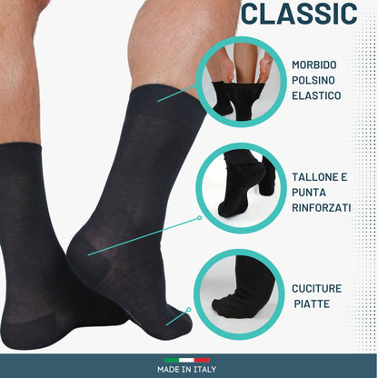 Calze Uomo Cotone Corte Liscio 6 Paia Calze Uomo Filo di Scozia Made in Italy Calzini Corti