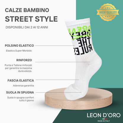 Calze Sportive Bambino 2 Paia Calzettoni Ragazzo Calzini Basket Skate Tennis Made in Italy ASS1