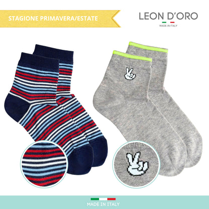 Calzini Bambino COTONE LEGGERO FILO DI SCOZIA 4 Paia, Calze leggere e traspiranti Made in Italy ASS2