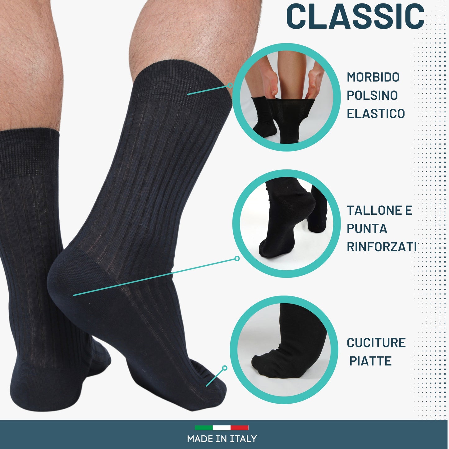 Calze Uomo Cotone Corte Costa 6 Paia Calze Uomo Filo di Scozia Made in Italy Calzini Corti