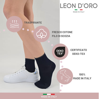 Calzini Donna Cotone Leggero 4 Paia di cui 1 in Omaggio Calze Donna Filo di scozia Made in Italy ASS1