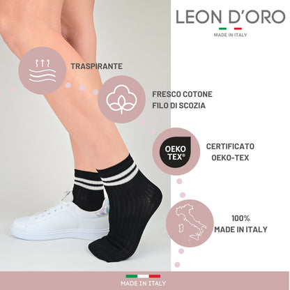 Calzini Donna Cotone Leggero 4 Paia di cui 1 in Omaggio Calze Donna Filo di scozia Made in Italy ASS4