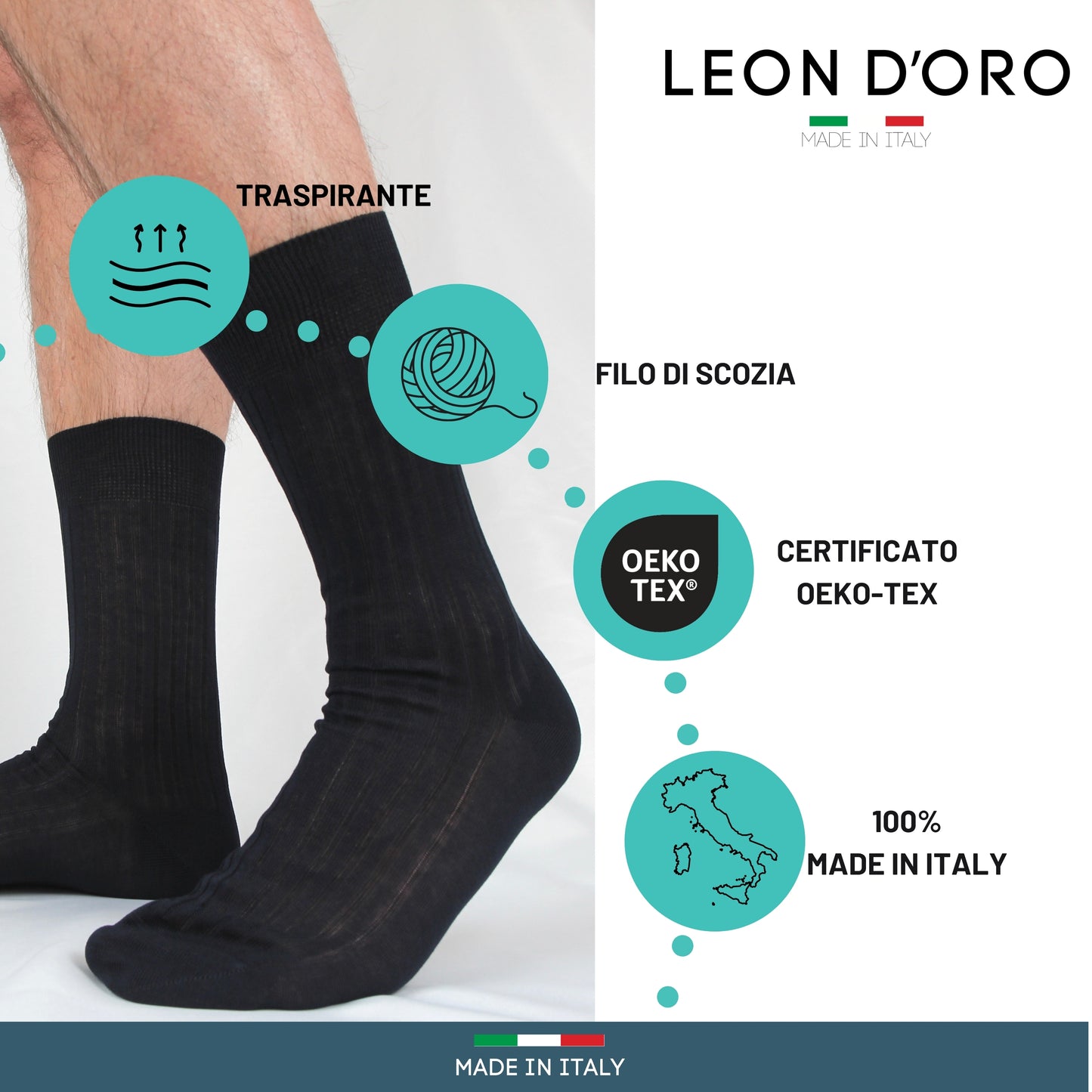 Calze Uomo Cotone Corte Costa 6 Paia Calze Uomo Filo di Scozia Made in Italy Calzini Corti