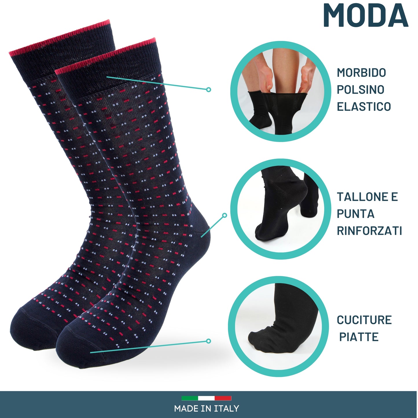 Calze Uomo Cotone Disegno Cravatteria corte 6 Paia calze uomo Fantasia calze Filo di Scozia Moda in Italy