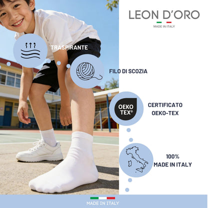 Calzino Bambino COTONE LEGGERO FILO DI SCOZIA Corto 3 Paia Calzini Bambino Calze Bimbo Made in Italy