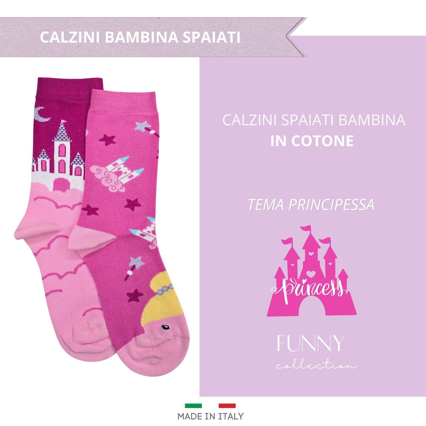 Calze Bambina in COTONE 3 Paia, Calzini Ragazza per Scuola Tempo Libero in cotone Made in Italy SPAIATI