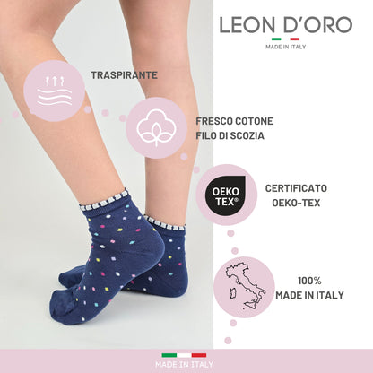 Calzini Bambina COTONE LEGGERO FILO DI SCOZIA 4 Paia Calze leggere e traspiranti Made in Italy ASS1