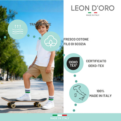 Calzini Bambino COTONE LEGGERO FILO DI SCOZIA 4 Paia, Calze leggere e traspiranti Made in Italy ASS1
