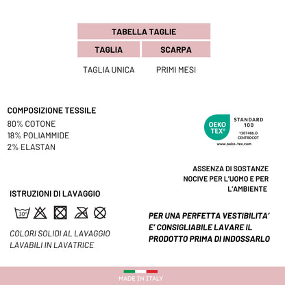 Calze Neonata Calzino Regalo Baby Shower Scarpine Babbucce bambini Primi Mesi Taglia Unica Made in Italy F-ASS2