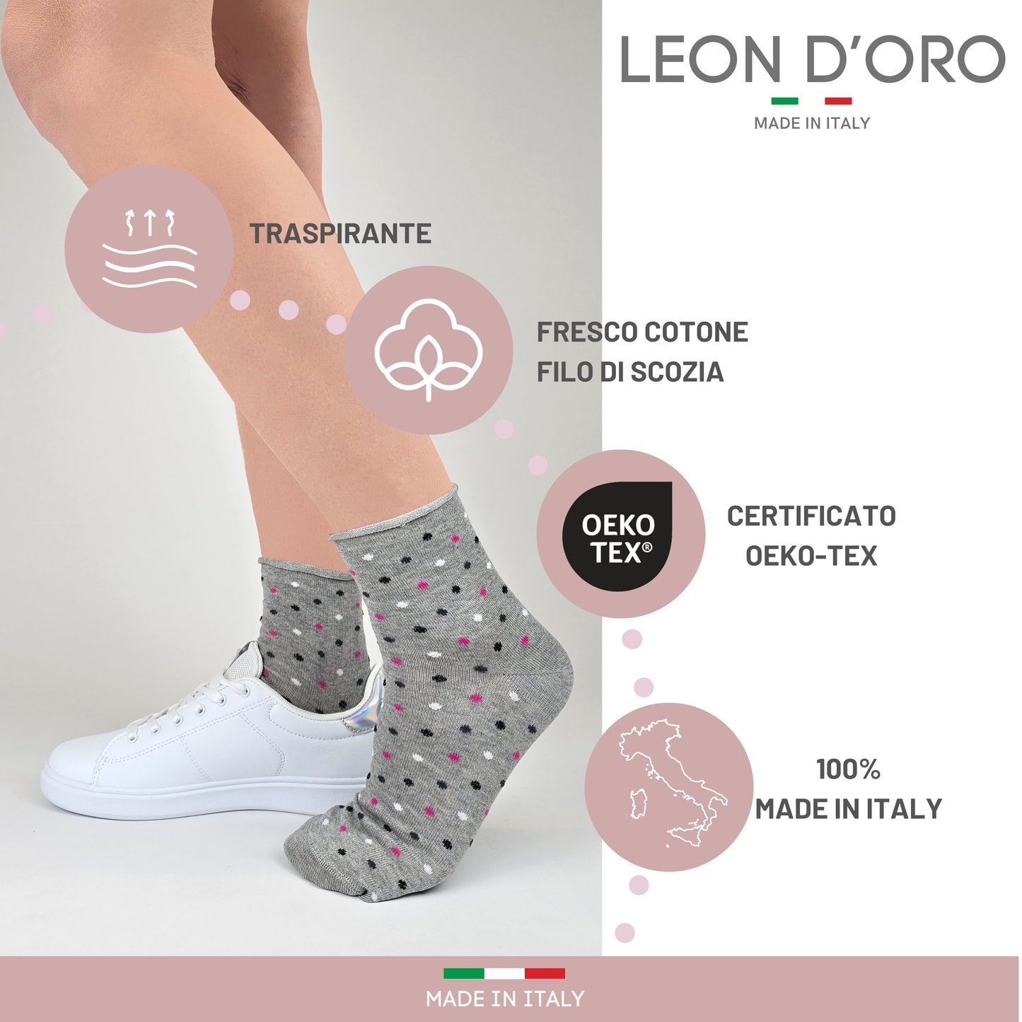 Calzini Donna Cotone Leggero 4 Paia di cui 1 in Omaggio Calze Donna Filo di scozia Made in Italy ASS3