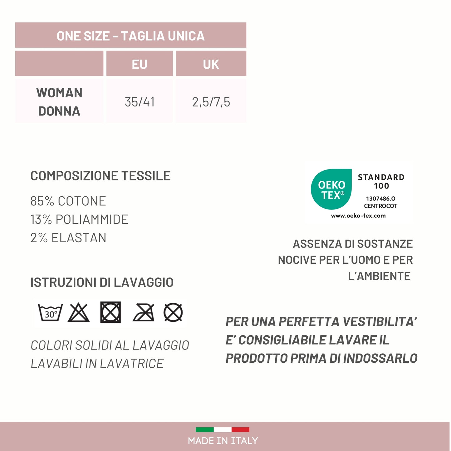Calzini Senza Elastico Donna Cotone Leggero 3 Paia Calze Donna Filo di scozia Made in Italy PINK