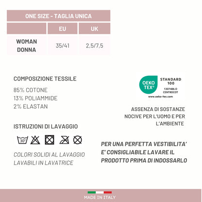 Calzini Senza Elastico Donna Cotone Leggero 3 Paia Calze Donna Filo di scozia Made in Italy PINK