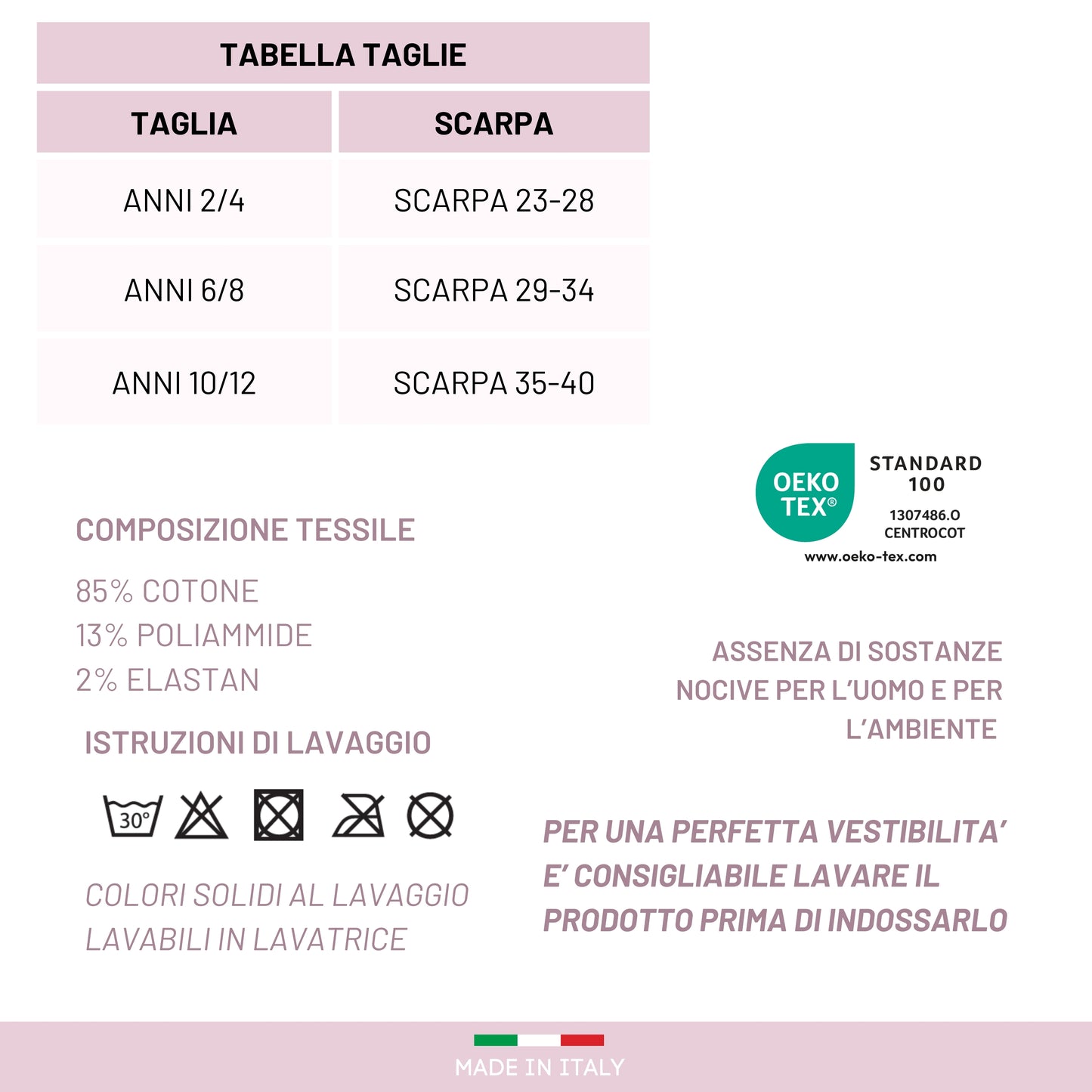 Calzini Bambina Cotone Filo di Scozia 4 Paia Calze leggere e traspiranti Made in Italy ASS1