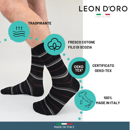 Calze Uomo Cotone Rigate corte 6 Paia calze uomo Fantasia calze Filo di Scozia Moda in Italy