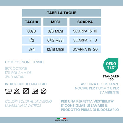 Calzini Corti Neonato Cotone 4 Paia Calze fantasmini leggeri filo di scozia 6 12 18 mesi Made in Italy  ASS1