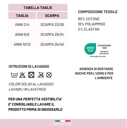 Calzini Bambina ANTISCIVOLO COTONE 3 Paia Calze Bimba abs scuola casa gonfiabili, Made in Italy ASS5
