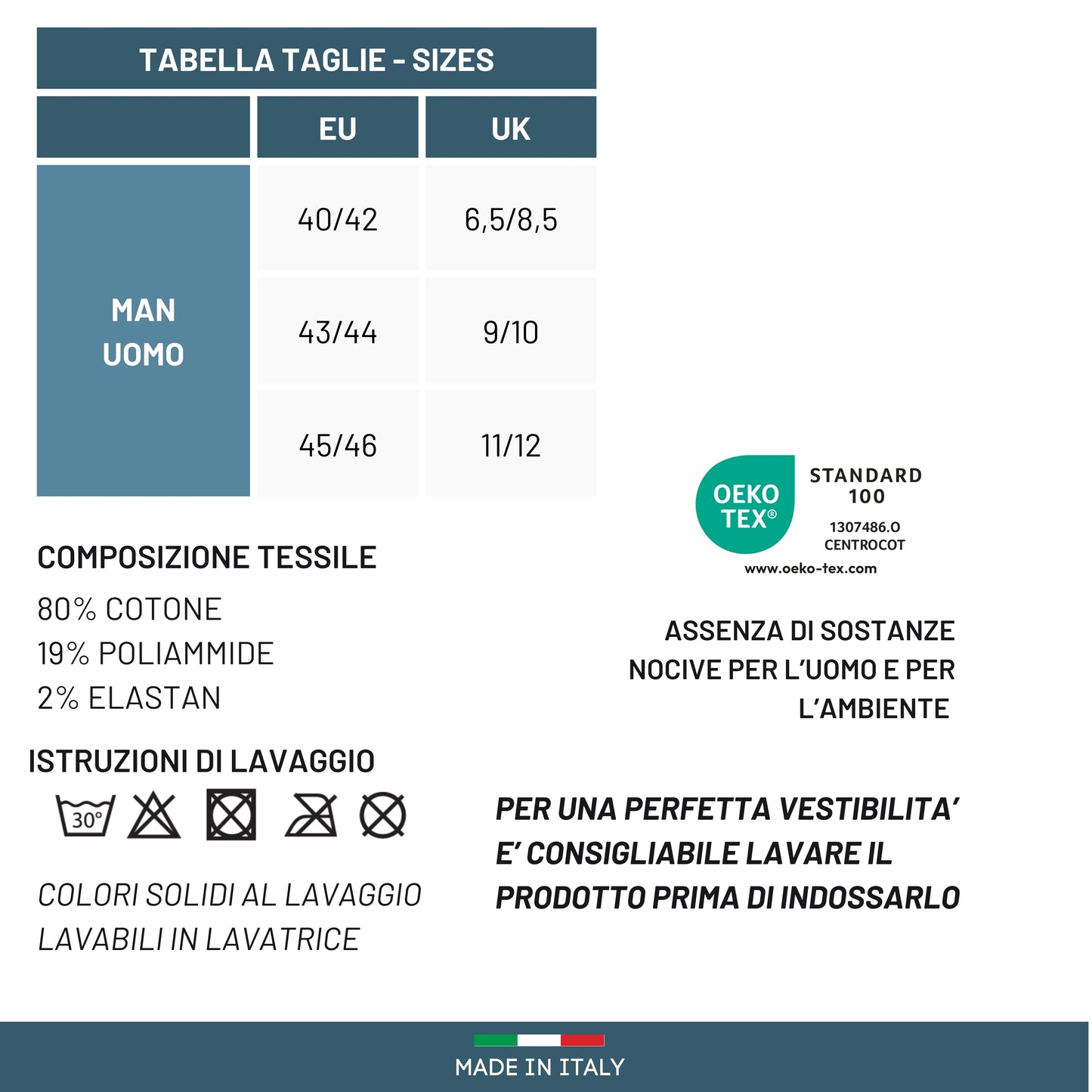 Calze Sanitarie Uomo Caldo Cotone Calzini Corti per Diabetici 6 paia Made in Italy