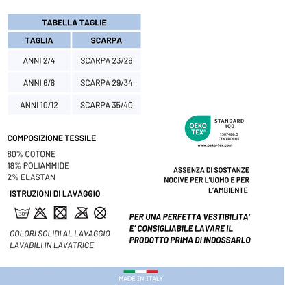Calzini Bambino Antiscivolo Cotone 3 Paia Calze Bimbo abs scuola casa gonfiabili, Made in Italy ASS2