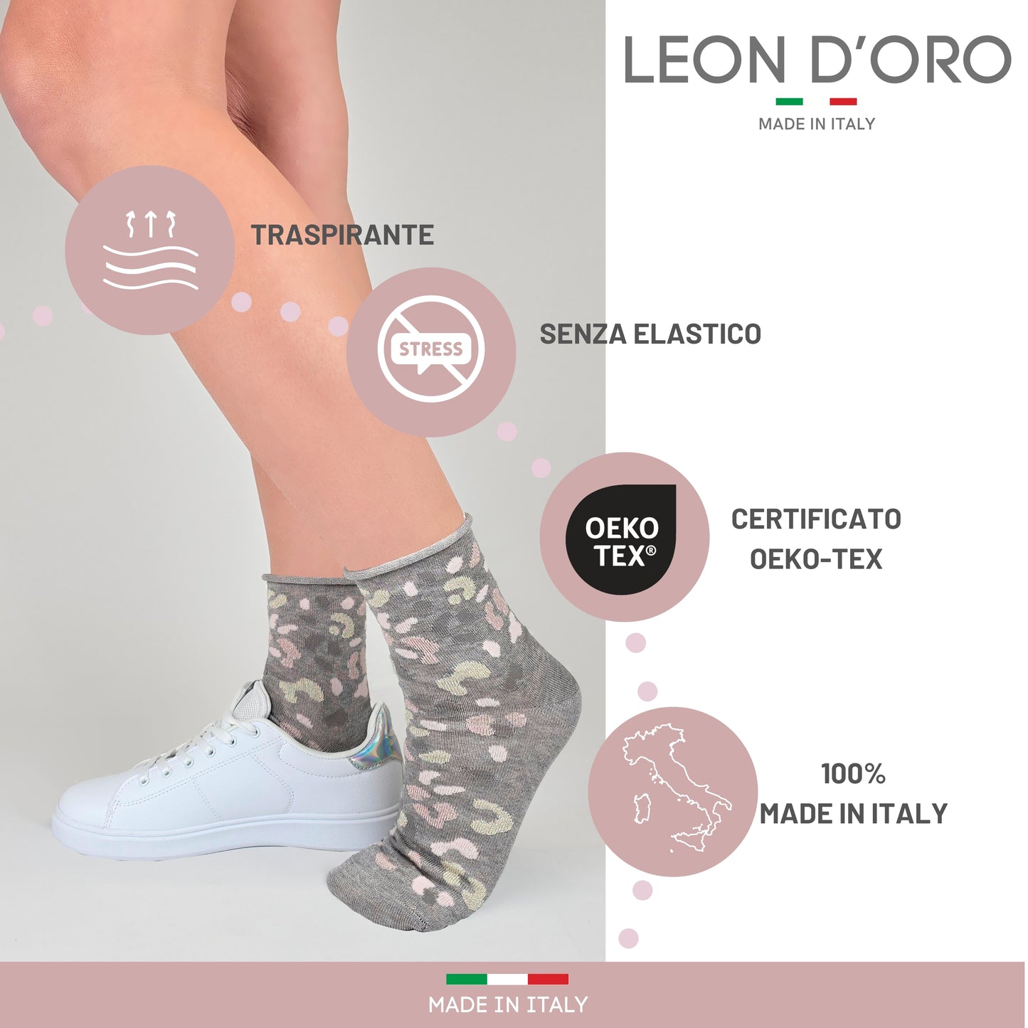 Calzini Senza Elastico Donna Cotone Leggero 3 Paia Calze Donna Viscosa Moda Made in Italy ASS1