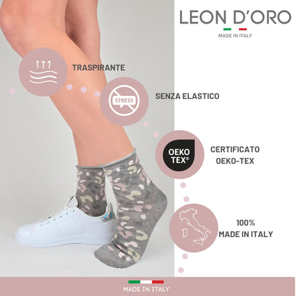 Calzini Senza Elastico Donna Cotone Leggero 3 Paia Calze Donna Viscosa Moda Made in Italy ASS1