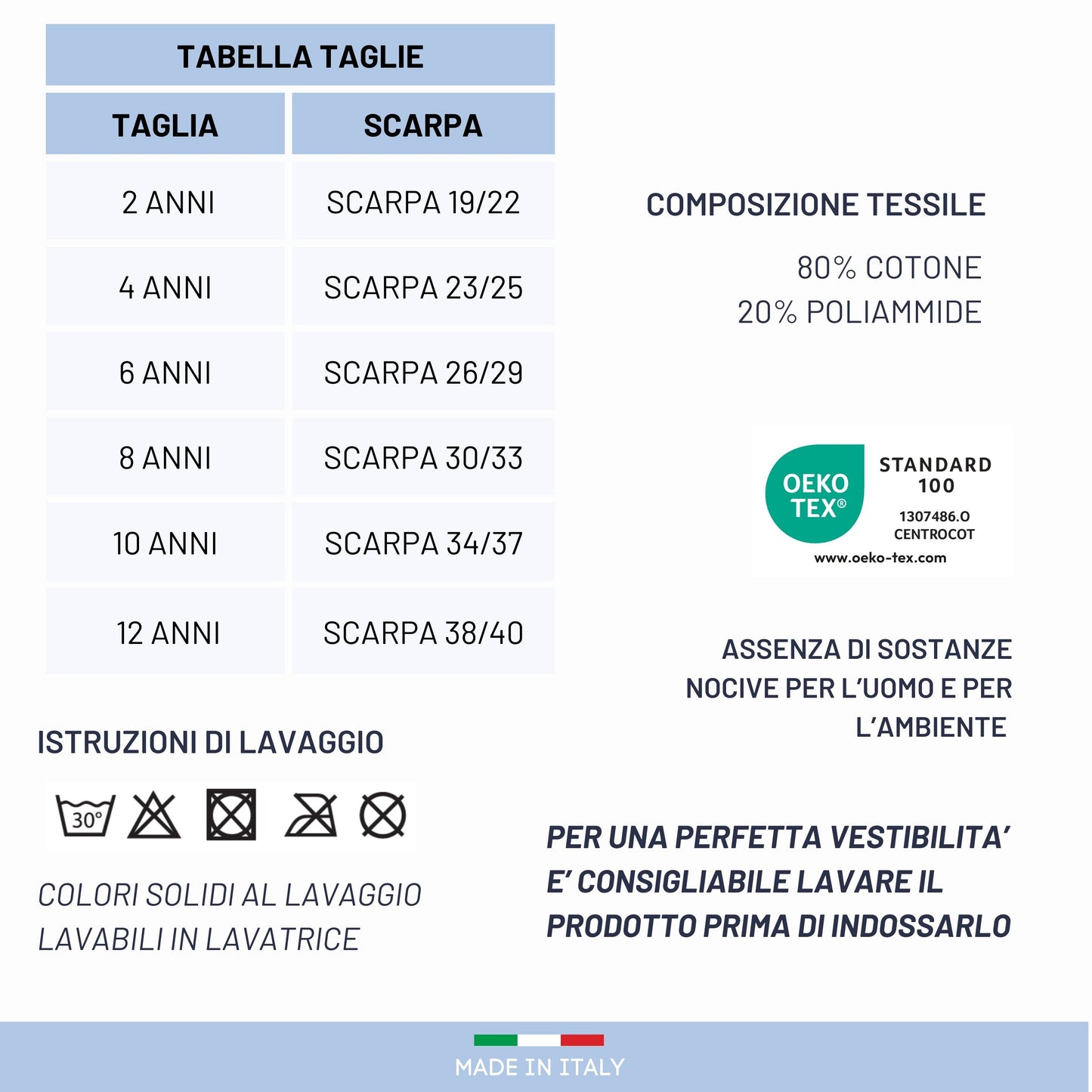 Calzino Bambino COTONE LEGGERO FILO DI SCOZIA Corto 3 Paia Calzini Bambino Calze Bimbo Made in Italy
