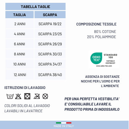 Calzino Bambino COTONE LEGGERO FILO DI SCOZIA Corto 3 Paia Calzini Bambino Calze Bimbo Made in Italy
