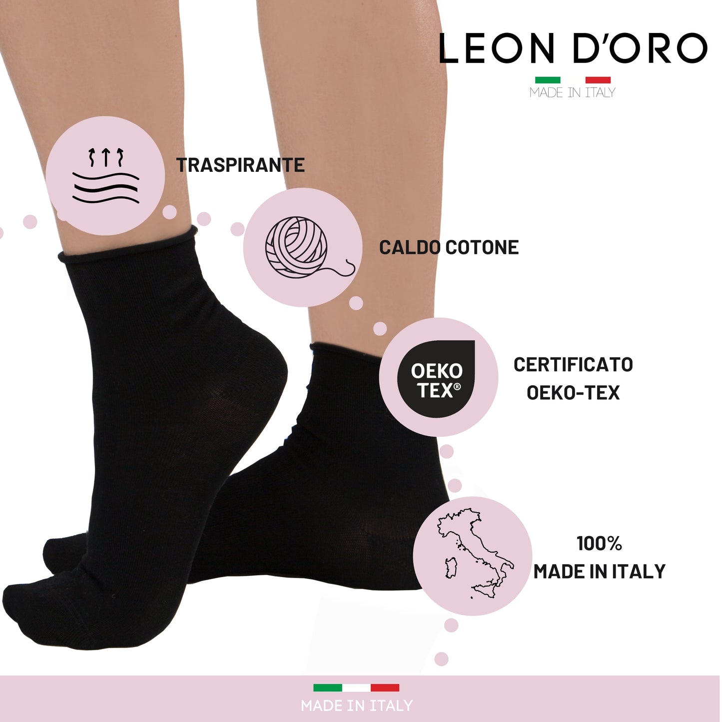 Calze Donna Sanitarie caldo cotone 5  PAIA, Calzino Senza Elastico Per Diabetici, 100% Made in Italy