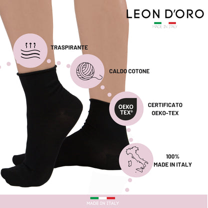 Calze Donna Sanitarie caldo cotone 5  PAIA, Calzino Senza Elastico Per Diabetici, 100% Made in Italy